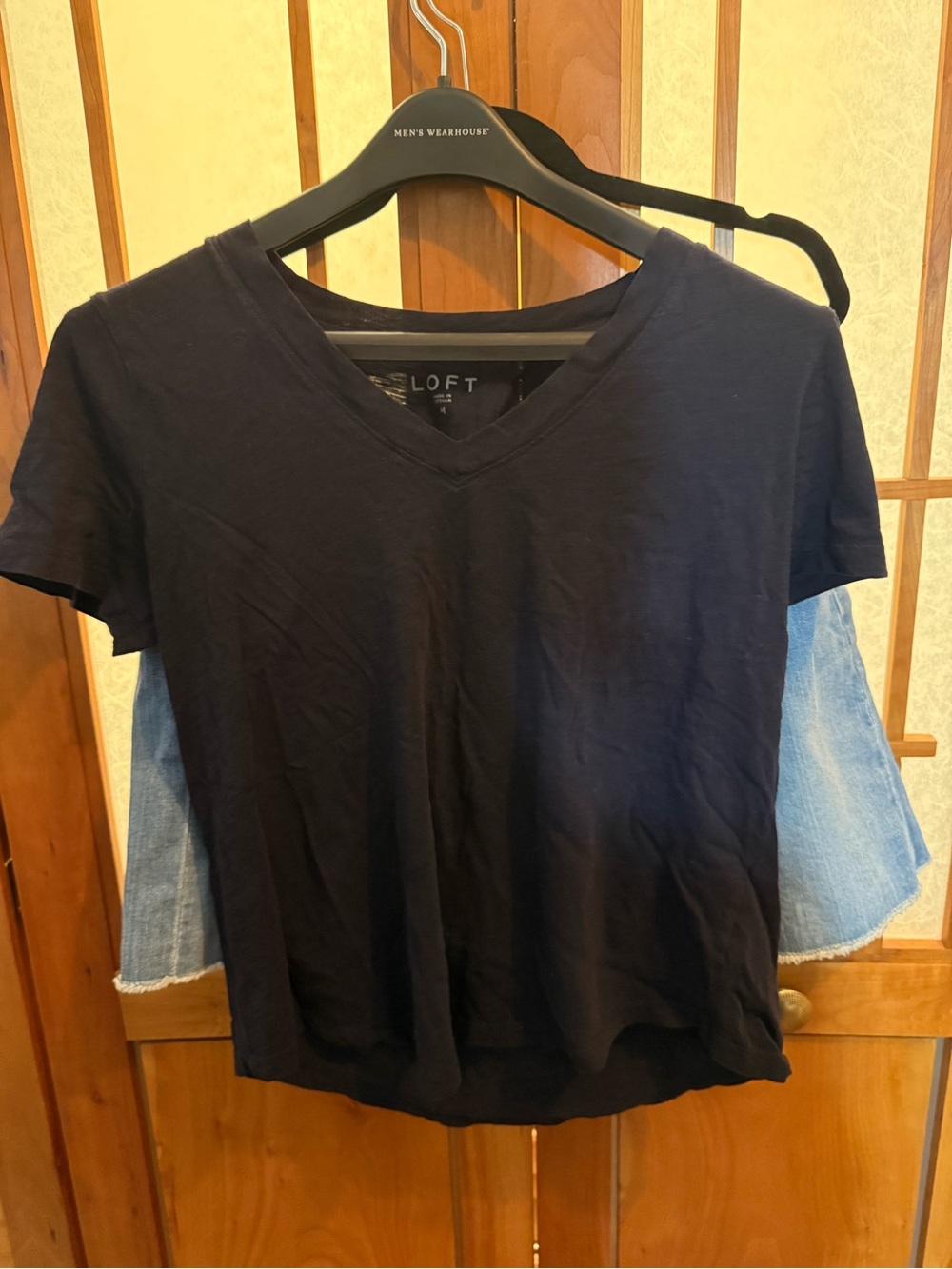 LOFT Black V-Neck Short Sleeve Tee - Deep Black